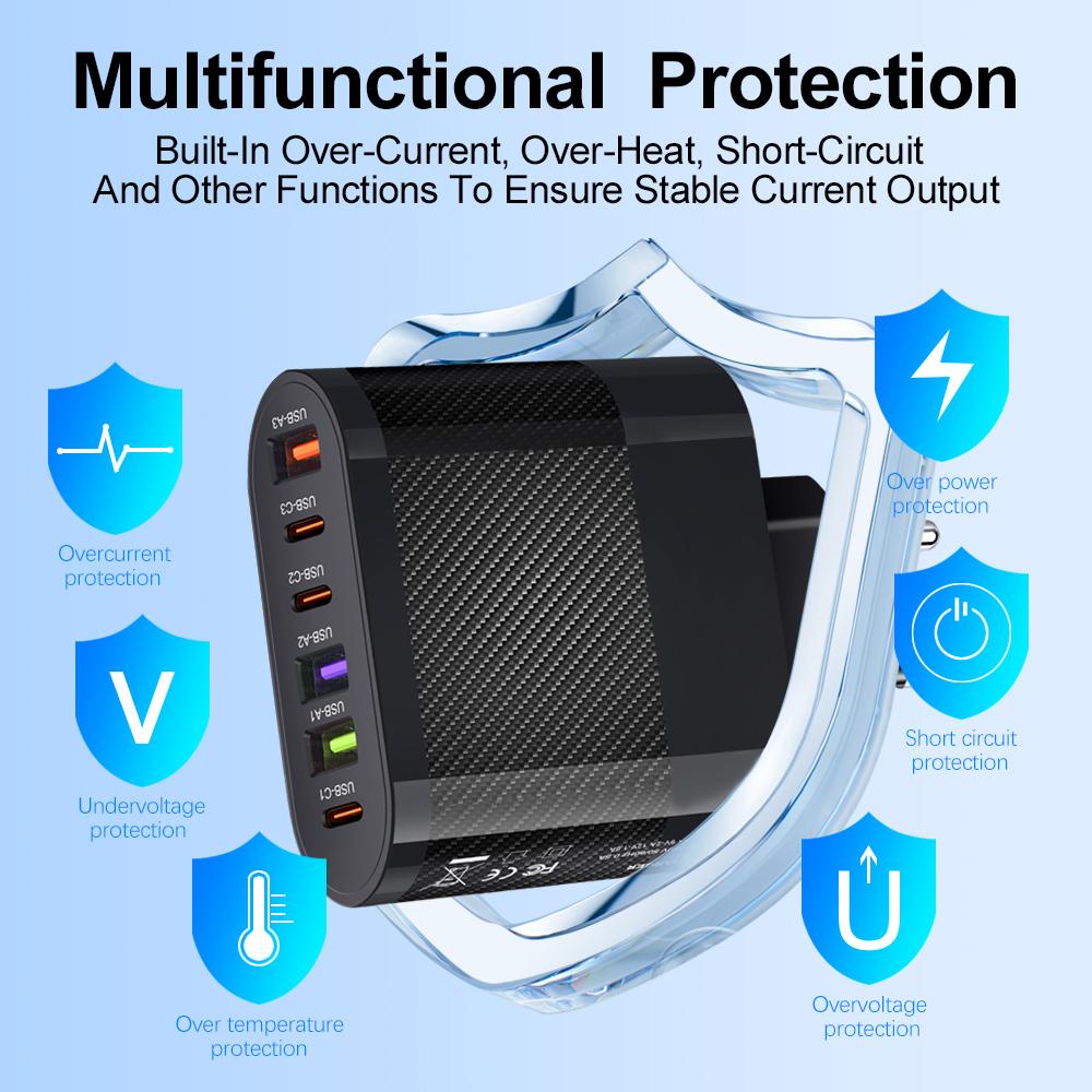 65W Type C PD USB Charger Fast Charging Support PD 3.0 QC3.0 Quick Charge Adapter for iPhone Poco Xiaomi Samsung Phone Charger