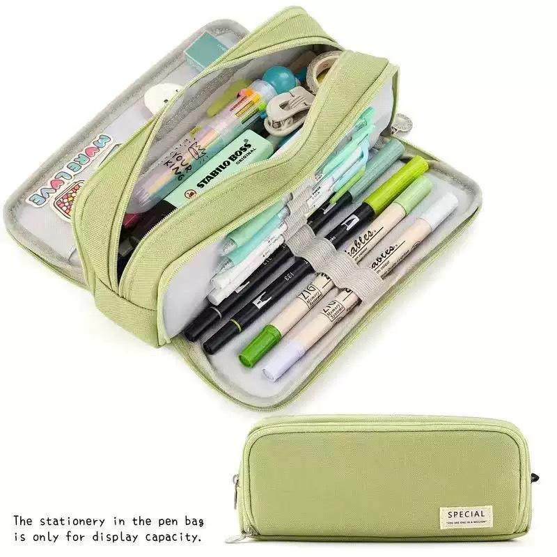 Canvas Pencil Case Large Capacity Multiple Colors Perfect For Students School Office Daily Use