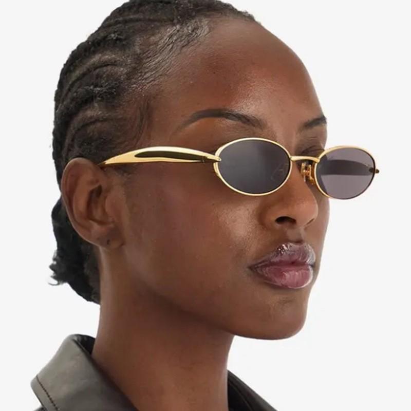 Fashion Vintage Metal Oval Sunglasses Women Small Frame Eyewear Summer Traveling Drive Sun Glasses Female European And American
