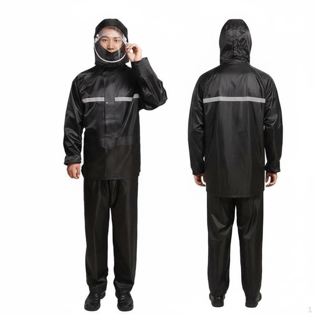 Motorcycle Rain Suit High Visibility 2Piece Windproof Waterproof Jacket and