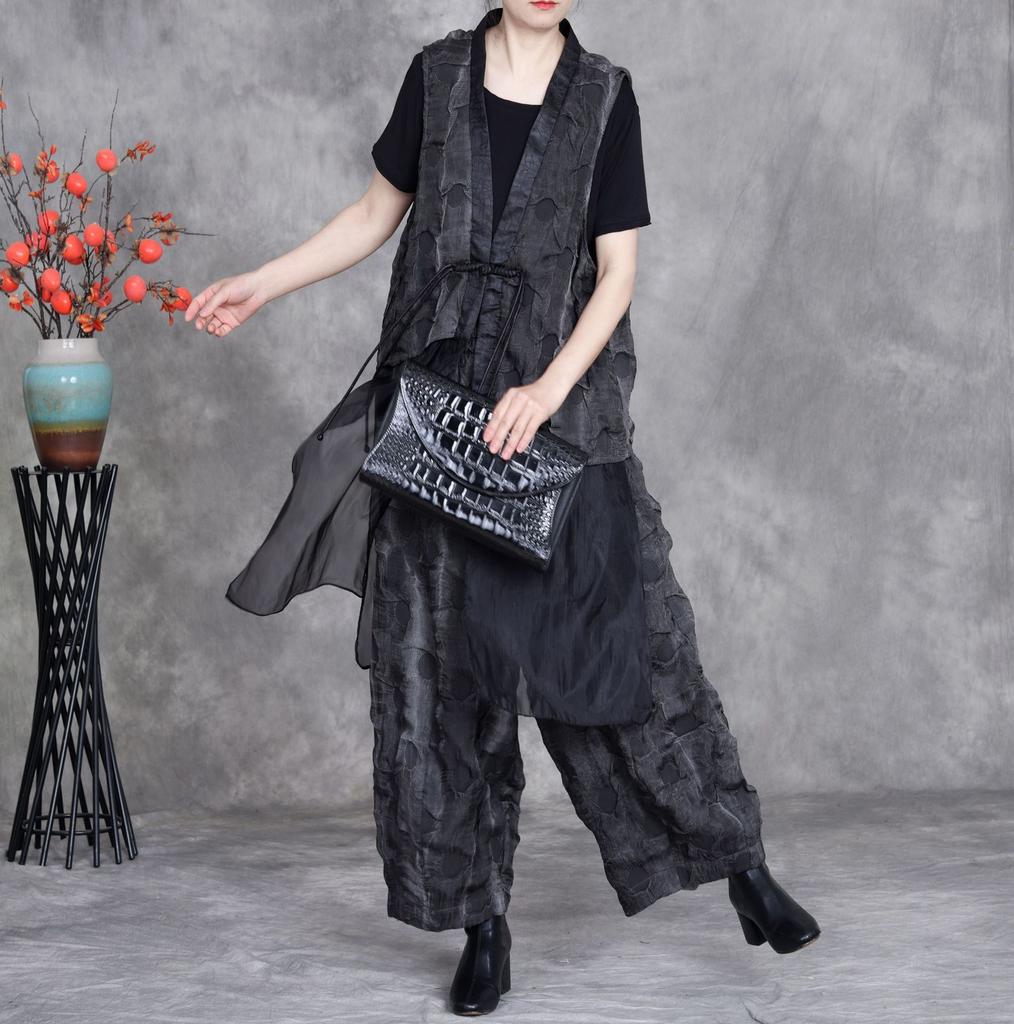 Johnature Women Vintage Sleeveless Spring High Quality Two-piece Set