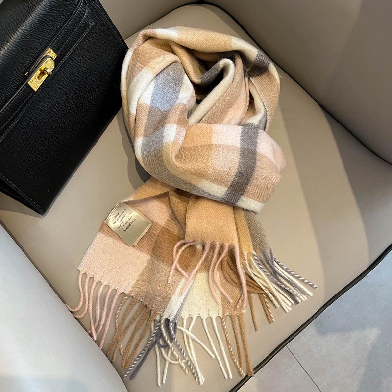 New British Wool Scarf Women's Autumn and Winter Plaid Warm Fashion Versatile Mother Scarf Gift