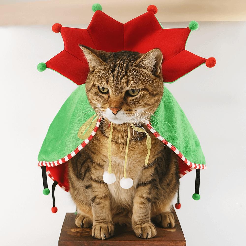 Soft Christmas Pet Cloak Comfortable Winter Design Pet Costume Scarf Cute Adjustable Pet Santa Costume Festive