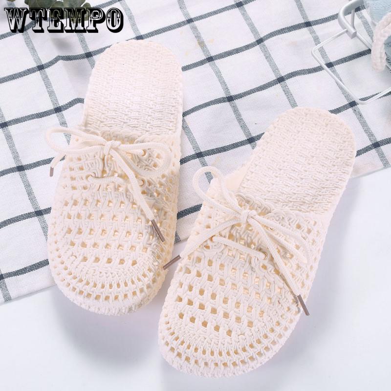 PVC Slides Women's Outer Wear Holey Shoes Summer Soft Bottom Thick Bottom Sandals Home Bathroom Hollow Wrapped Toe Slipper Outdoor Beach Flip-flops