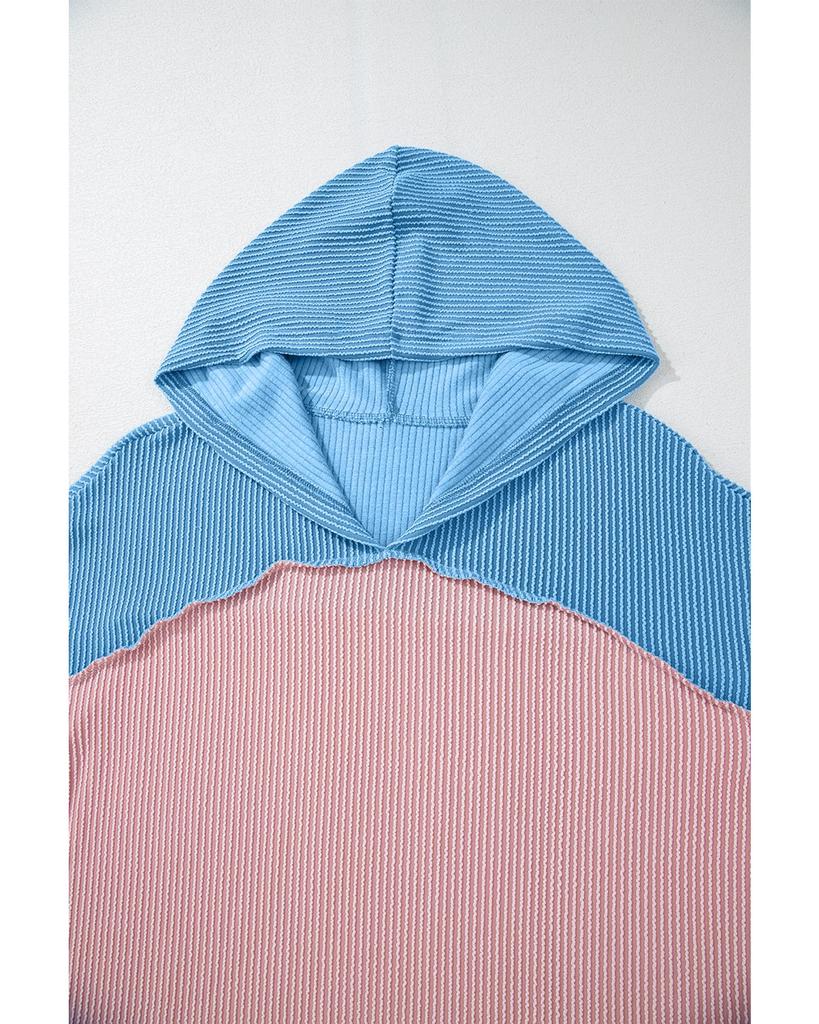 Azura Exchange Блузка свободного кроя с капюшоном в стиле пэчворк с цветными блоками