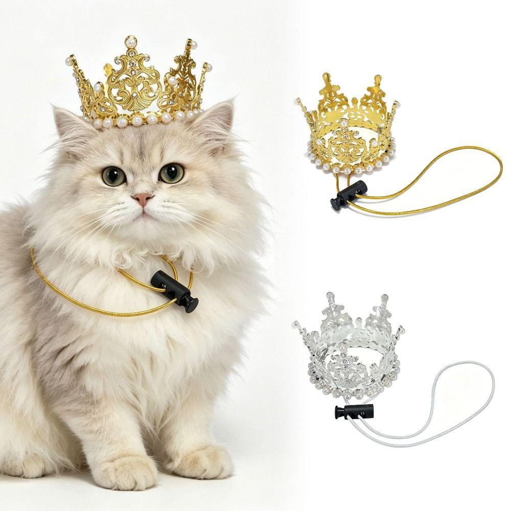 Adjustable Cord Sparkling Tiara Lightweight Pet Headwear Fashion Pet Decoration Photo Prop