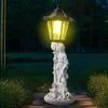 Garden Mother and Children Statue Yard Art Sculpture with Solar Light Craft Decorative Outdoor