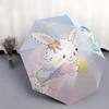 1pc Magical Starry Sky Rabbit & Lion Friends Automatic Folding Umbrella - Portable 3-Fold Design with 8-Bone Iron Frame, Perfect for Outdoor, Festive