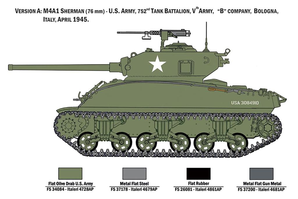 Вторая мировая война США Танк M4A1 Шерман Пластиковая модель kit IT6568 PLATZ/Italeri 1/35 (10 фигурок) (танк)