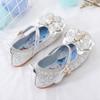 Princess Elsa leather shoes, spring and autumn fashion, new style girls' flats, baby and children's stylish flat crystal shoes with sequins