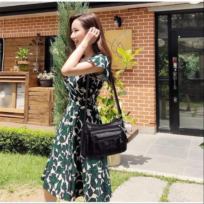 Черные портативные женские сумки на ремне из искусственной кожи, дорожные многослойные классические винтажные простые повседневные сумки с мягкой поверхностью