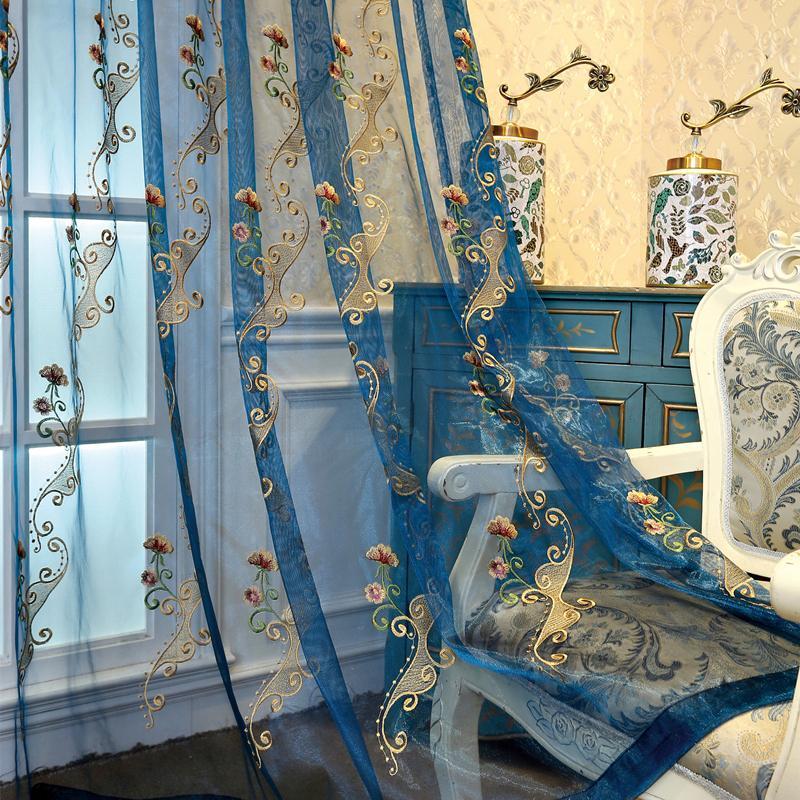 Винтажная цветочная вышитая бисером шторная панель - прозрачная, идеально подходит для гостиной, спальни, кухни или балкона, декор спальни