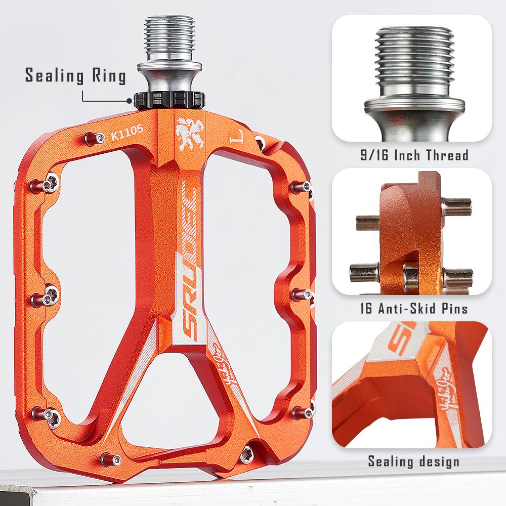 KRSEC 3 Bearing Bicycle Pedals CNC Ultralight BMX MTB Road Bike Pedals Non-slip Aluminum Alloy Bicycle Cycling Parts