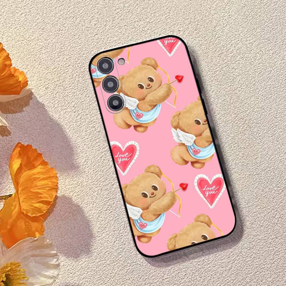 Cute Cartoon B-Butterbear Phone Case For Samsung Galaxy A73,A72,A71,A70,A53,A52,A51,Soft Silicone Black Cover