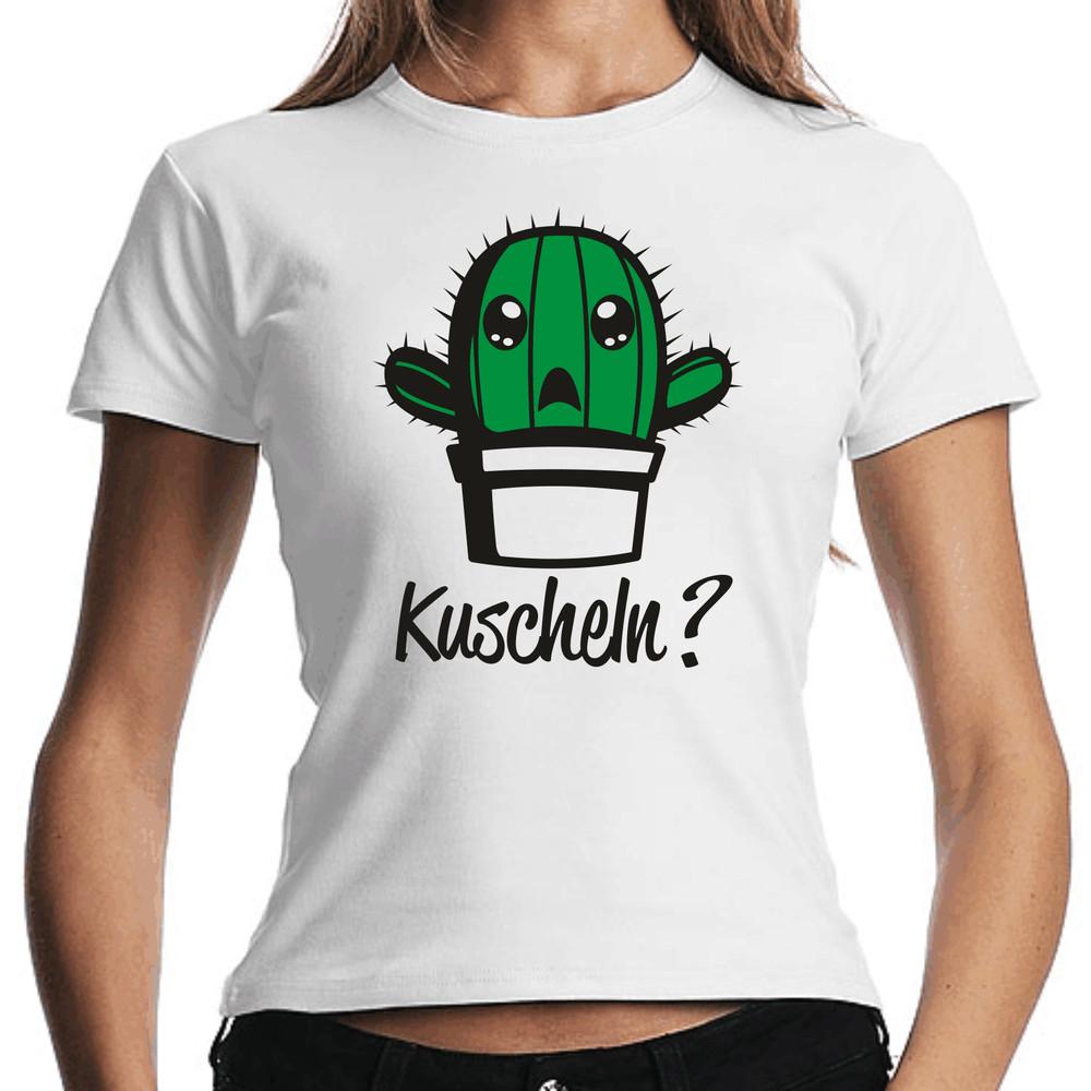 Cuddles? Cactus Hug Comic Saying Comedy Fun Women Girlie T-Shirt