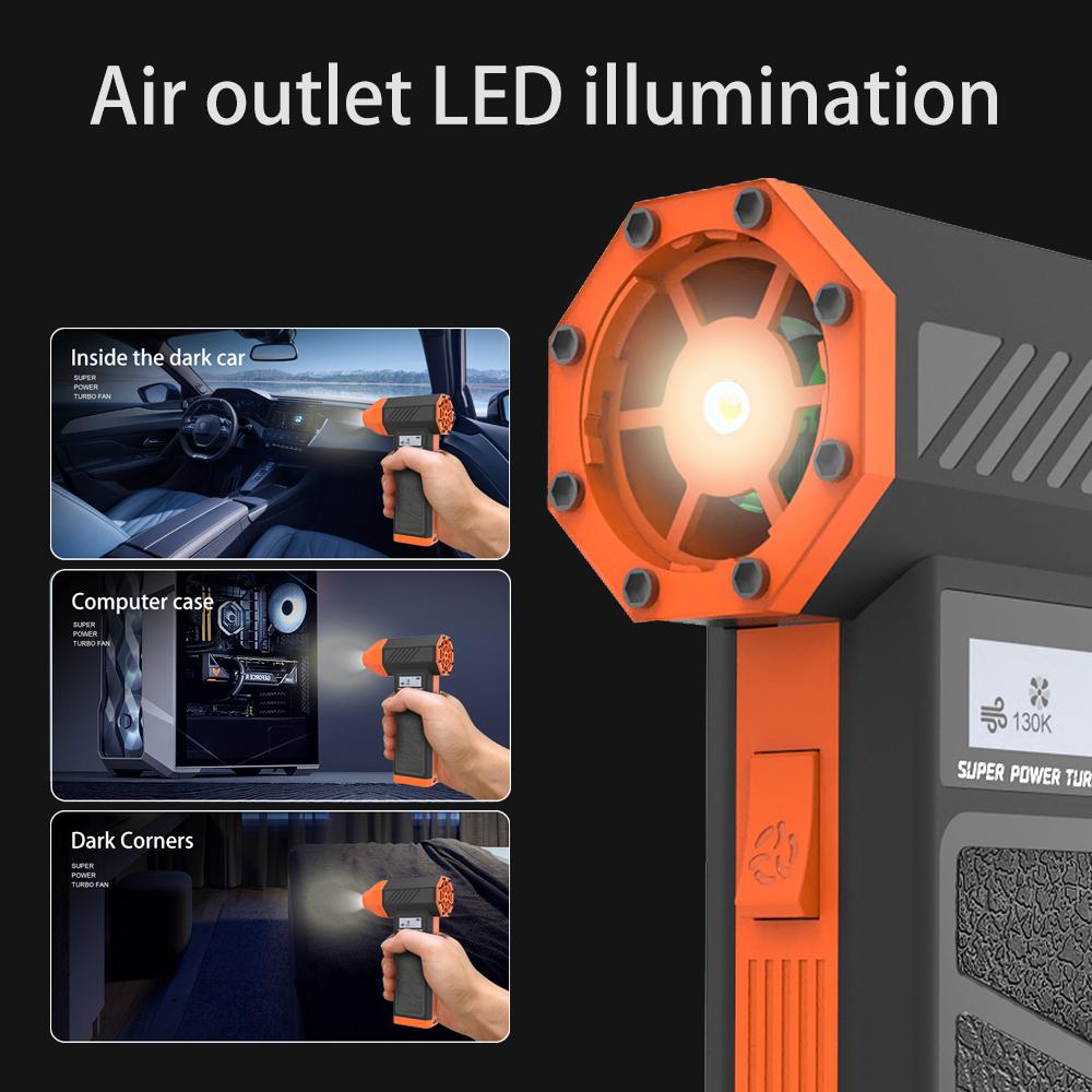 Factory New Model Digital Display Super Power Mini Handheld Turbo Fan 4-Speed Settings Multi-Function for Car/Office/Outdoor Use