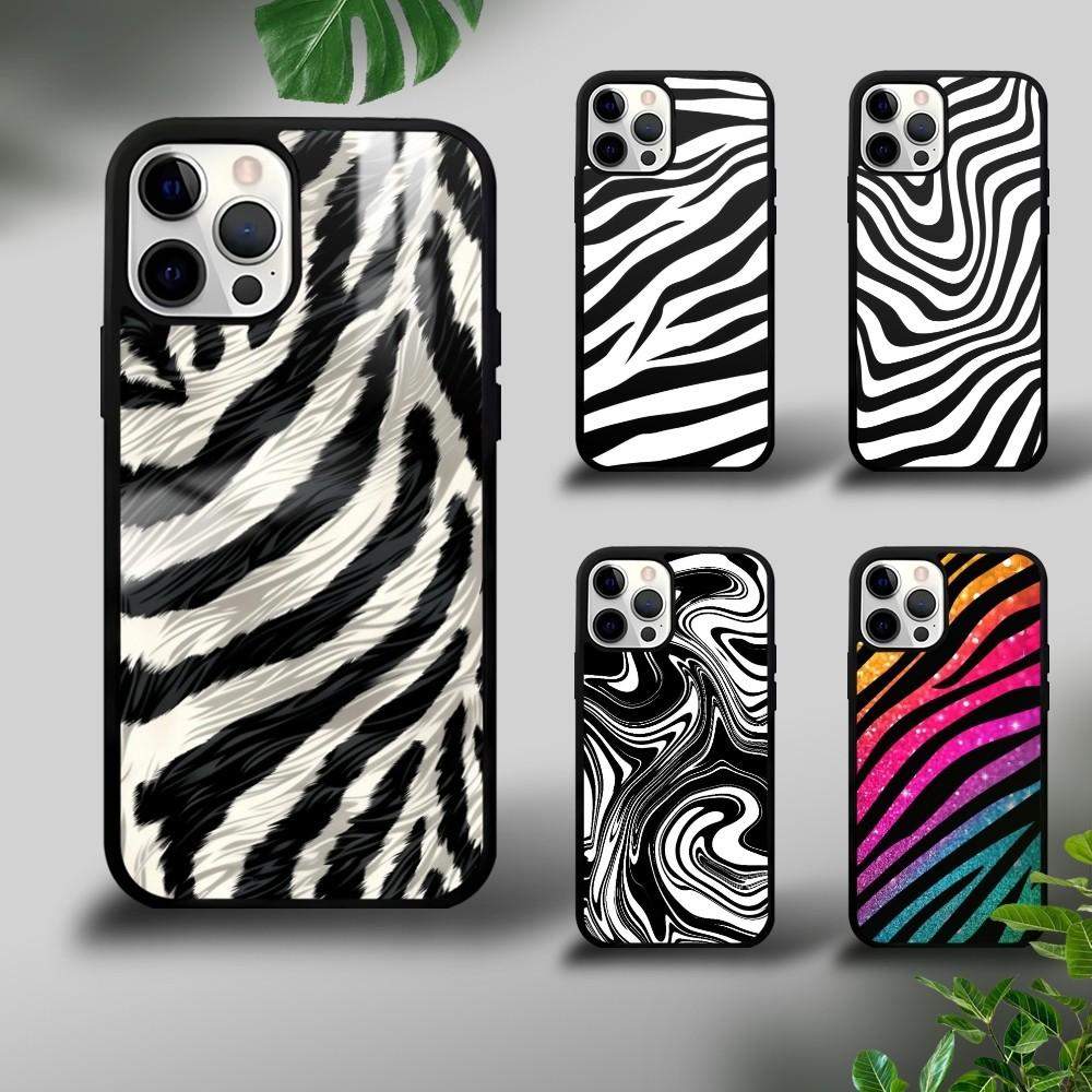 Luxury Zebra Stripes Art Phone Case For iPhone 16 15 14 13 12 11 Pro Xs Max Mini Plus Celulares Hard Funda
