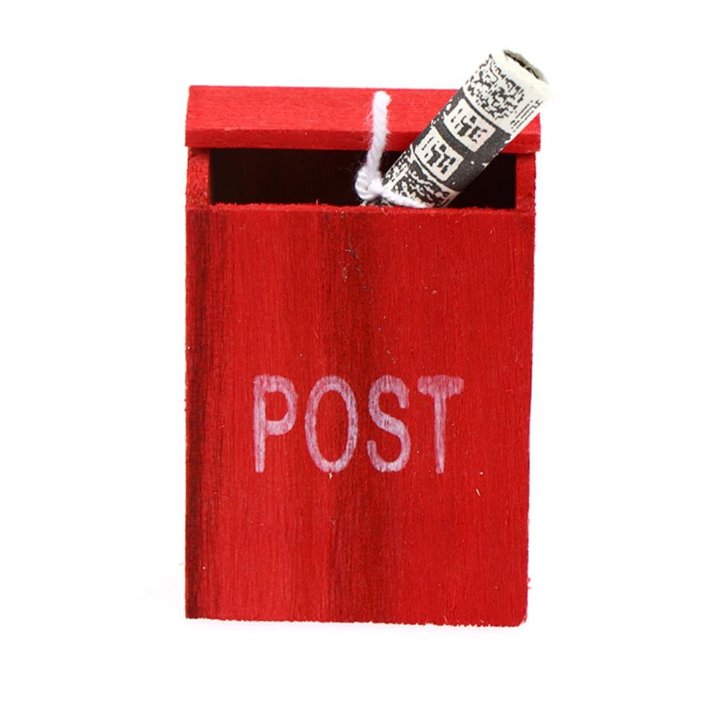 Retro 1/12 Kids Toy Red Newspaper Mail Box Mailbox Ornamant Dollhouse Accessories Miniature