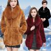 Winter Thick Plush Warm Clothes Big Size 4XL Overcoat Faux Fur Collar Fashion Ladies Coats Furry Female Coats Soft