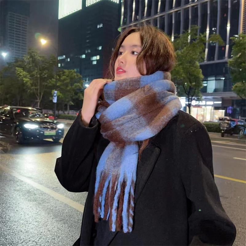 Women'S Winter Thickened Versatile Cashmere Shawl Warm Solid Color Scarf