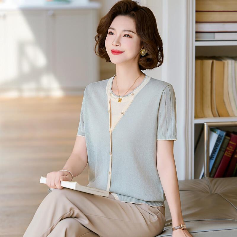 Элегантная женская летняя трикотажная футболка из ледяного шелка