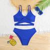 2024 European and American Girls' Solid Color Two-Piece Swimsuit - New Split Bikini Set