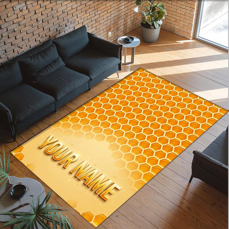 Decorative Artwork Theme Crystal Velvet Rug Personalized Custom Name Text Soft Floor Mat Home Decor