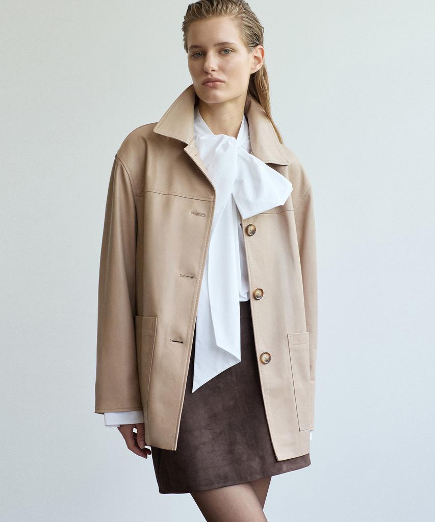 VERDEMAR Italy Vegetable Lambskin Car Coat_Beige