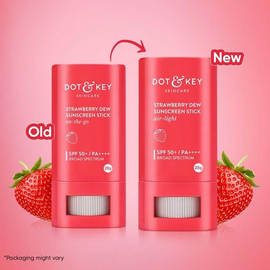 Солнцезащитный крем-карандаш Dot & Key Strawberry Dew Spf 50 On-The-Go Spf 50 Pa+++, широкий спектр, защита от UVA/UVB-лучей с гиалуроновой кислотой, без разводов, 20 г