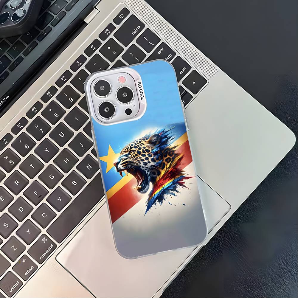 Democratic Republic Congo Flag For iPhone 17,16,15,14,13,12,11,Mini,Pro,E,SE4,XS,MAX White Shockproof Candy Matte Cover
