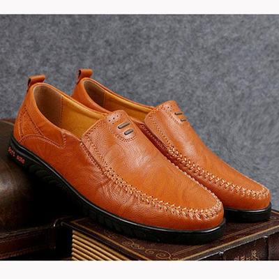 Весенняя дышащая мужская кожаная обувь, повседневные универсальные туфли без шнуровки на плоской подошве, удобные дышащие мокасины, обувь для вождения