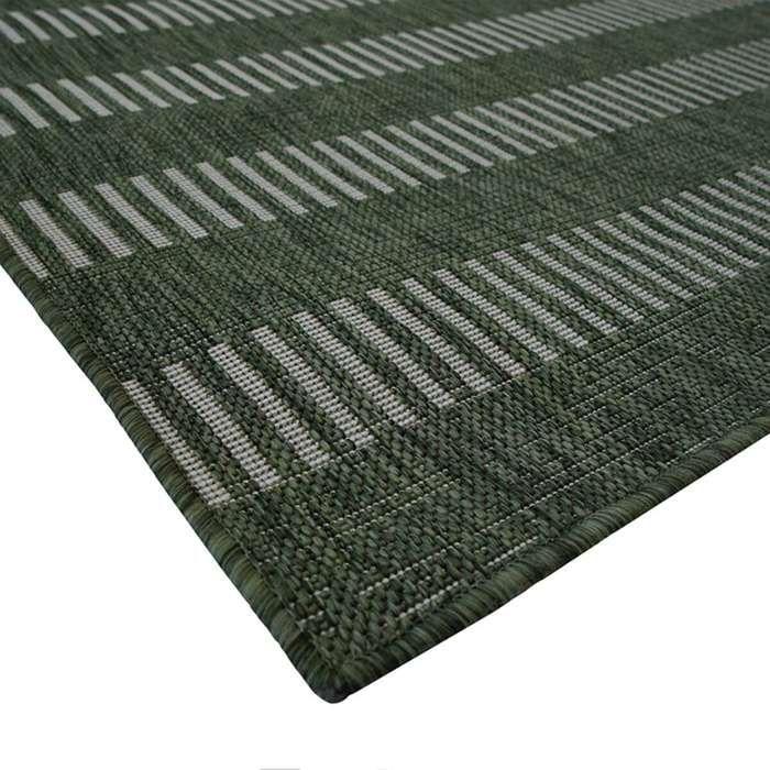Tapis salon aspect jute motif lignes vert 133x170