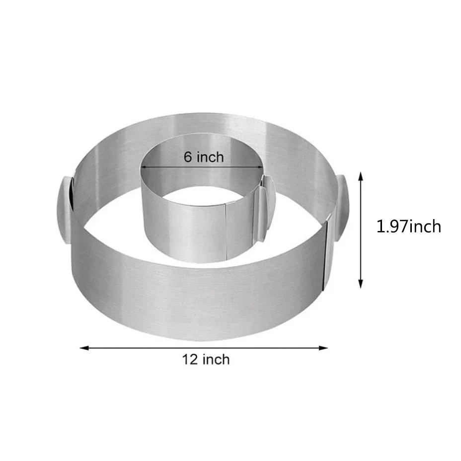 1pc Round Adjustable Stainless Steel Cake Ring Mold Retractable Mousse Cake Ring for Easy Release Baking Ring Tools 6-12inch