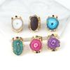 Women Ring Natural Stone Agates Druse Adjustable Ring For Elegant Women Love Romantic Birthday Gift
