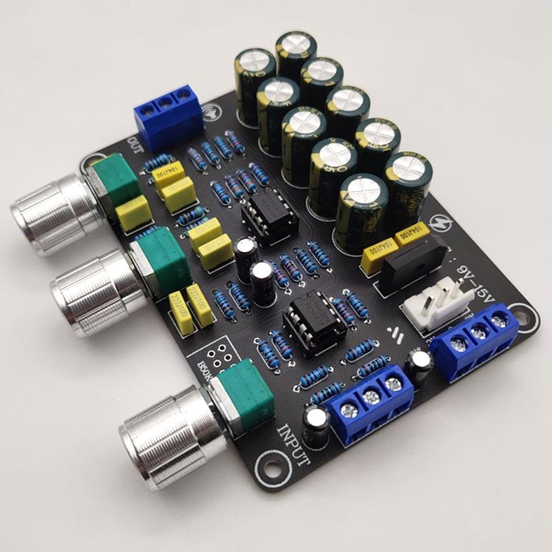 ABRJ-Dual NE5532 Replaceable Tone Preamp Board Audio Treble Bass Adjustment Equalizer Preamplifier Tone Control Preamplifier