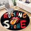 1 шт. Круглый коврик для офиса с логотипом Rolling Stone - Идеально подходит для декора офиса или кабинета, Машинная стирка, Нескользящая основа, Декоративный коврик для пола
