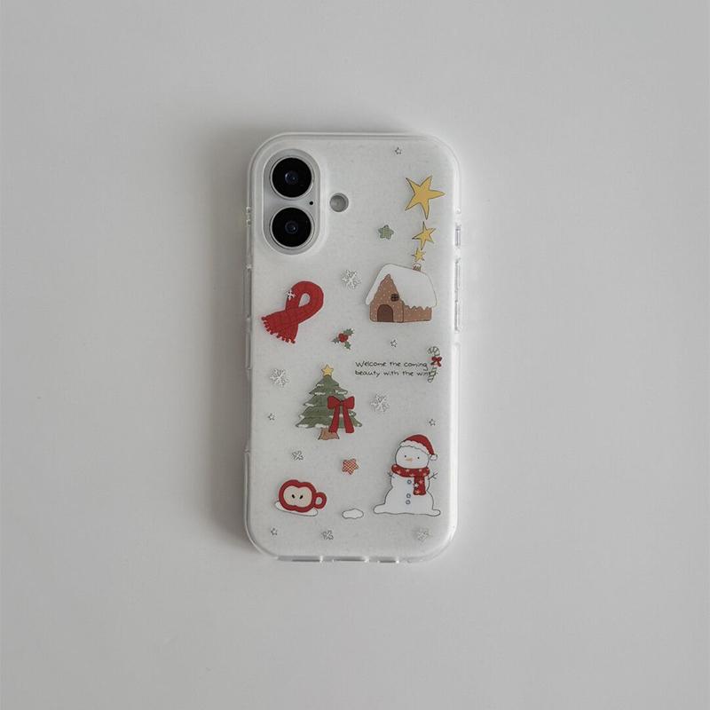 Новый INS Мультяшный Чехол-Снежинка на Рождество Для iPhone17 Air 16 Pro 15 13 12 14 11 Pro Max Ударопрочный Мягкий Бампер Funda