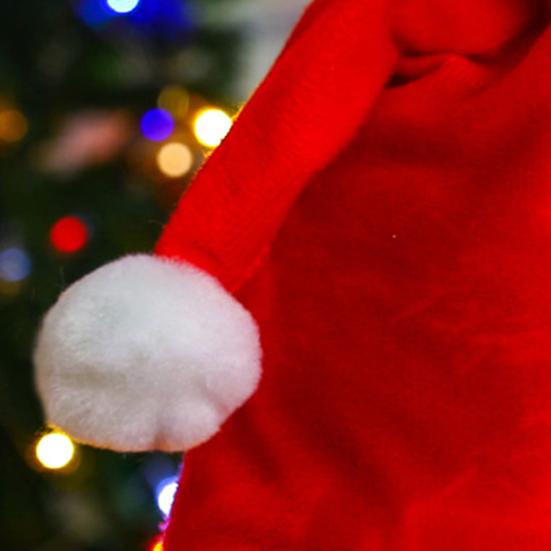 Christmas Hat Children Red Velvet Santa Hat with Cartoon Antler Pattern Decoration Festive Holiday Party Supplies