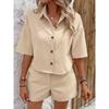 Western Style Fashion Casual Loose Short Sleeve Shirts Shorts Set Loose Shirt and Shorts Set