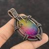 Rainbow Solar Quartz Druzy Pendant Copper Wire Wrapped Gemstone Jewelry Copper Pendant Handmade Brand New Pendant Wire Wrap Pendant For Gift