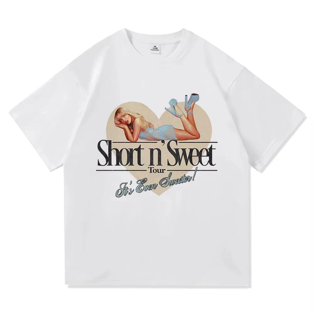 Summer New Sabrina Carpenter Short N' Sweet Tour 2025 T-Shirt Fashion Vintage T-Shirt Women's High Quality Breathable Tees Shirt