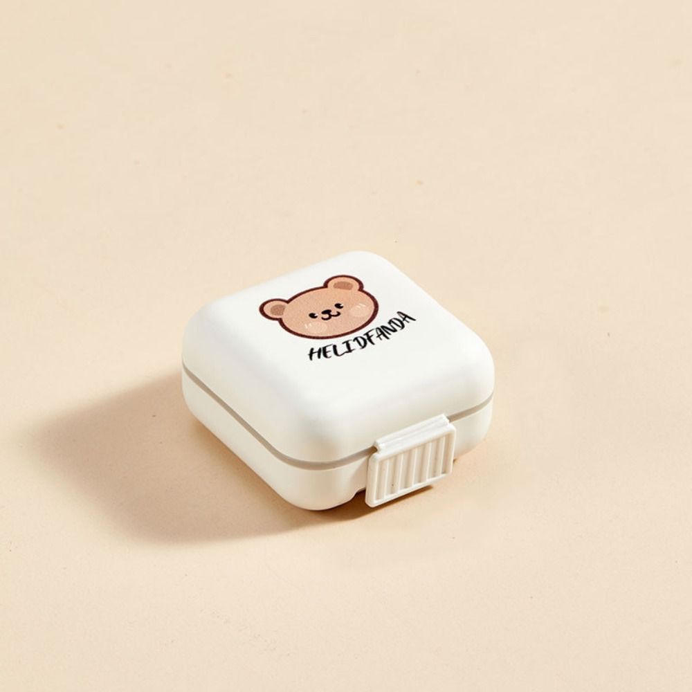 Cute Plastic Pill Organizer Sealed Double Layer Pill Storage Box Moistureproof Health Care Medicine Box