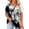 Женская модная повседневная футболка с принтом, квадратным вырезом и короткими рукавами, большого размера