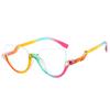 Herren Damen Trendige Halbrahmen Cat Eye Brille Modisch Leichte Freizeitbrille Diamantbesetzt Retro Flacher Spiegel