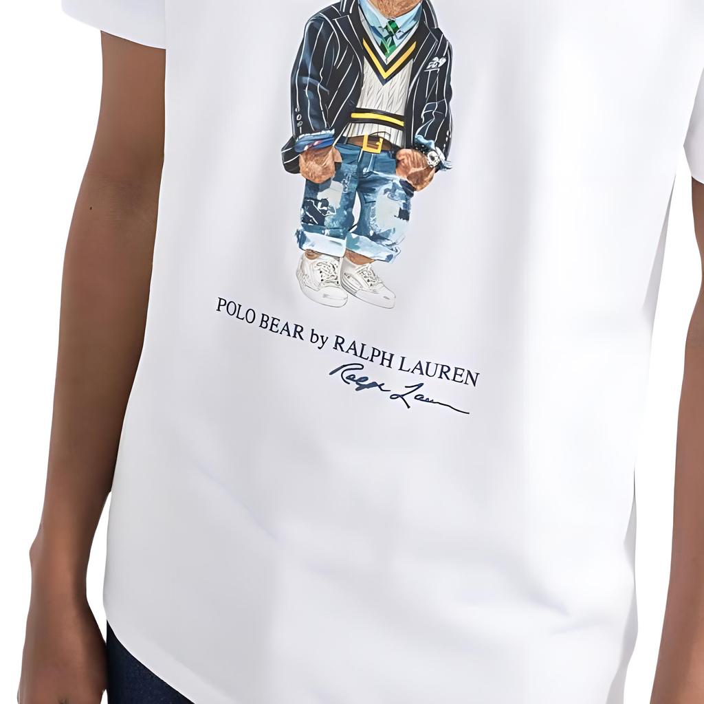 Polo Ralph Lauren SS22 Bear Print Crew Neck Short Sleeve T Shirt Men Tops White 710853310-008