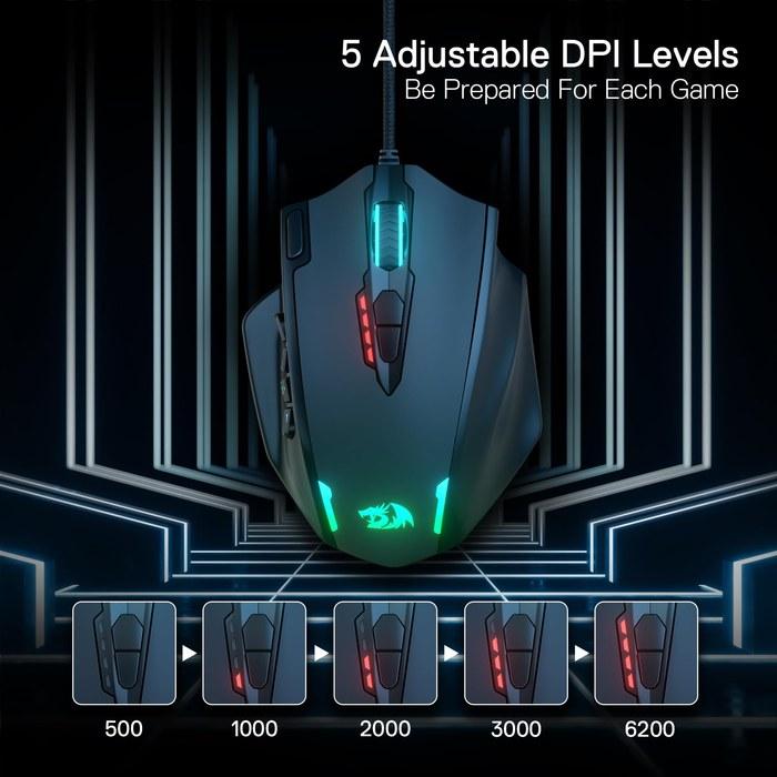 Игровая мышь Redragon M908 Impact с RGB-подсветкой для MMO, 12 боковых кнопок, оптическая проводная эргономичная мышь для геймеров, до 12 400 DPI, высокая точность, 20