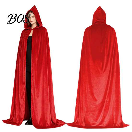 Mysterious Witch Wizard Cape Unisex Adults Hooded Cloak, Velvet Vampire Cape, Renaissance Masquerade Party Outfit Prop Medieval Halloween Costume for