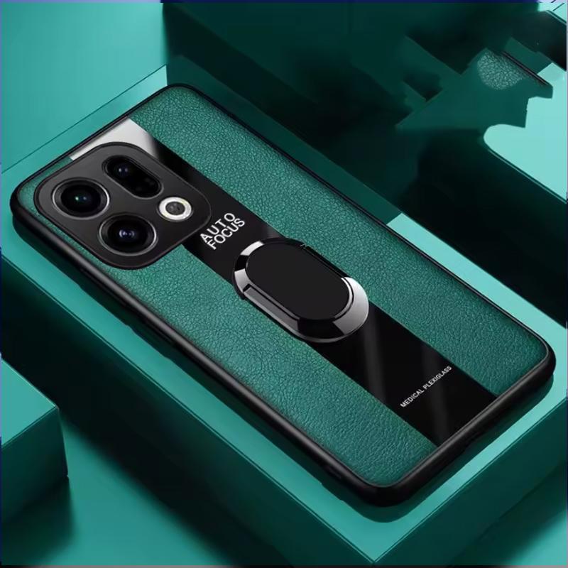 Пластиковый чехол из ПУ кожи для телефона OPPO Find X9 Pro с магнитной металлической подставкой-кольцом, противоударная мягкая крышка для OPPO Find X9Pro