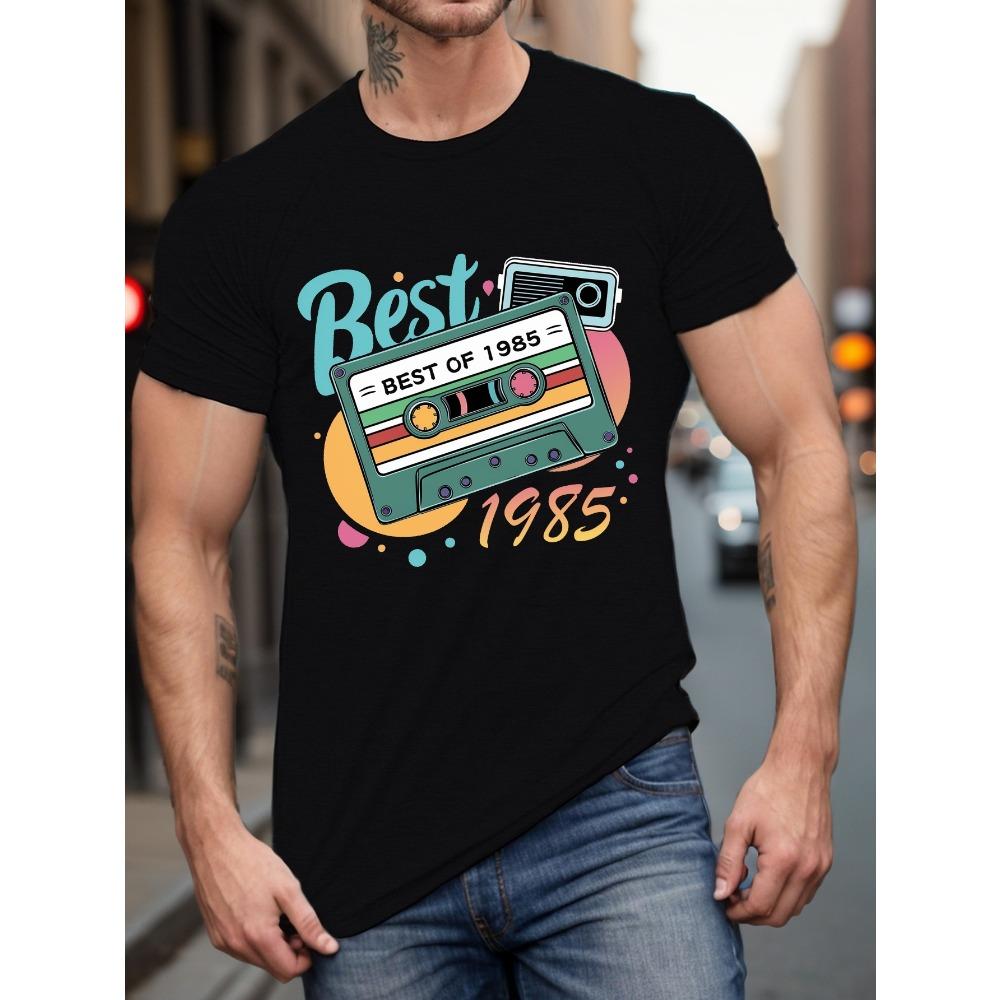 1985 Years Print T-Shirt Casual Crew Neck Short Sleeve Tee Men's Clothing for Summer Comfortable Personality Short-sleeve