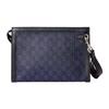 Gucci GG Monogram Canvas Leather Trim Zip Pouch Wristlet Clutch In Blue For Unisex Daily Use